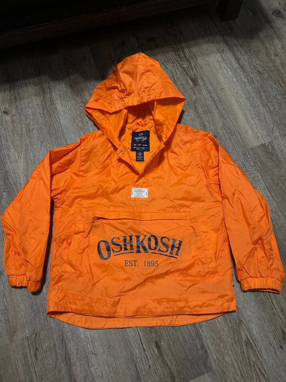 OshKosh B'gosh Boys Rain Jacket Hood Neon Orange 6 / 7